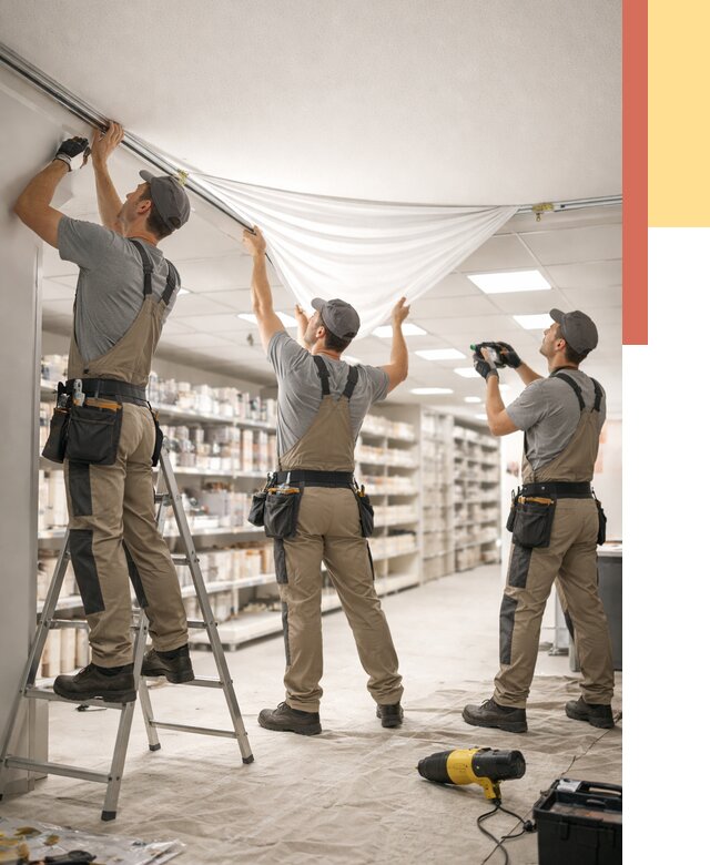 Монтаж натяжного потолка в магазине в Рязани от 4621 руб. быстро и недорого | ОТДЕЛОЧНИК-Рзн