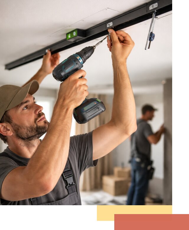 Установка трековых светильников в натяжной потолок в Рязани