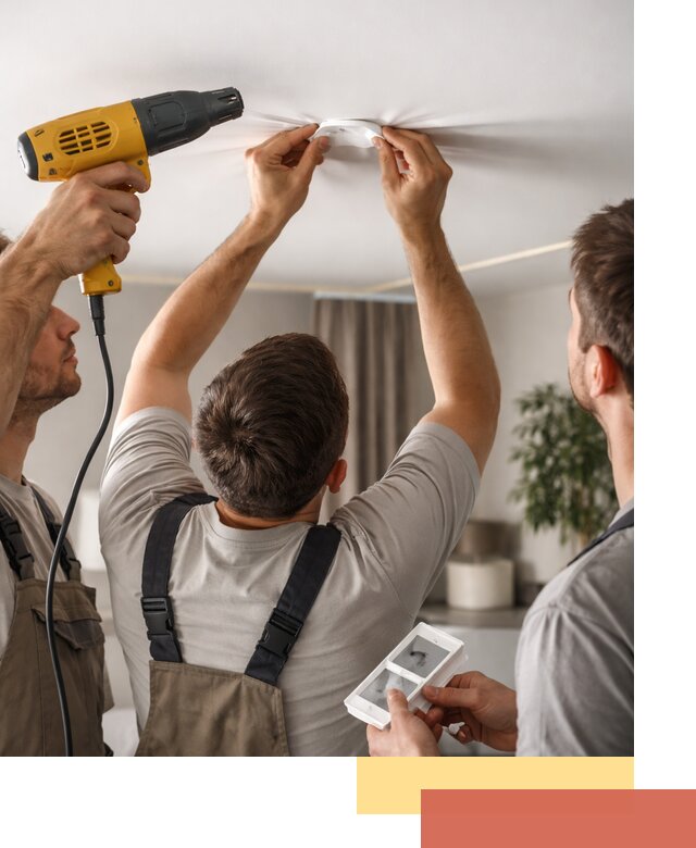 Ремонт прокола полотна натяжного потолка в Рязани