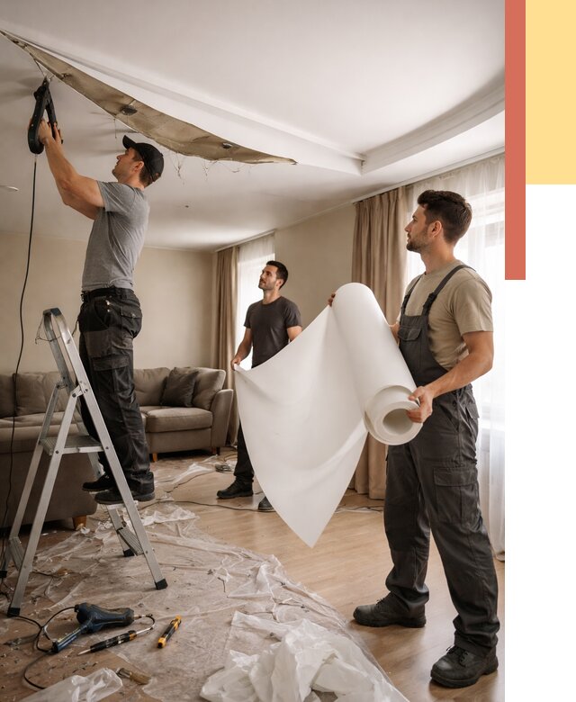 Замена полотна натяжного потолка в Рязани от 9755 руб. быстро и недорого | ОТДЕЛОЧНИК-Рзн