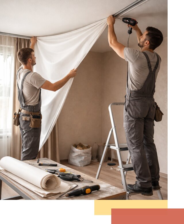 Замена полотна натяжного потолка в Рязани быстро и качественно