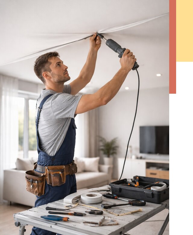 Ремонт натяжных потолков в Рязани от 9755 руб. под ключ — ОТДЕЛОЧНИК-Рзн