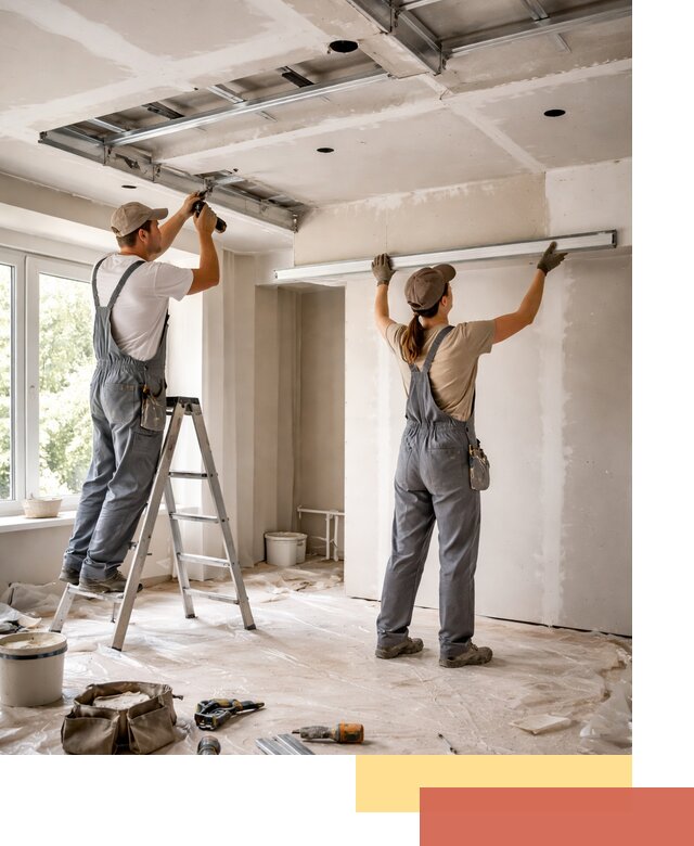 Монтаж многоуровневого потолка из гипсокартона в Рязани