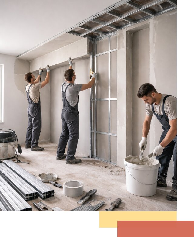 Монтаж потолка из гипсокартона с нишей в Рязани