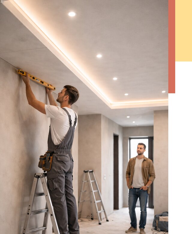 Потолок из гипсокартона с подсветкой в Рязани от 770 руб./м2 под ключ | ОТДЕЛОЧНИК-Рзн