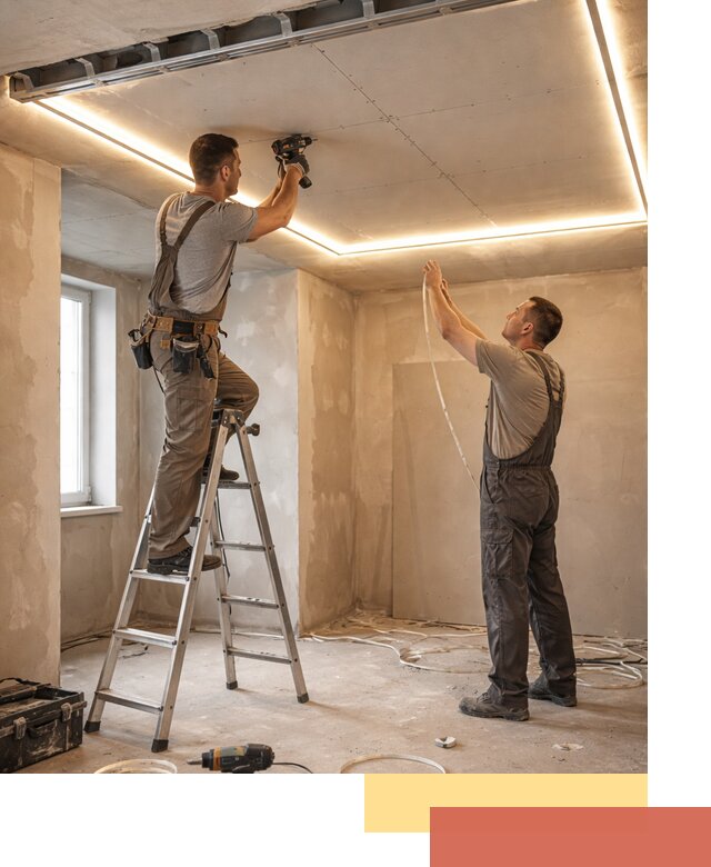 Потолок из гипсокартона с подсветкой в Рязани