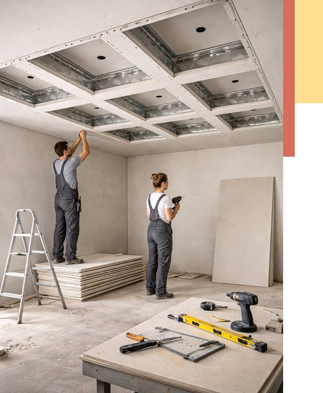 Кессонный потолок из гипсокартона в Рязани от 1900 руб. — монтаж и под ключ | ОТДЕЛОЧНИК-Рзн