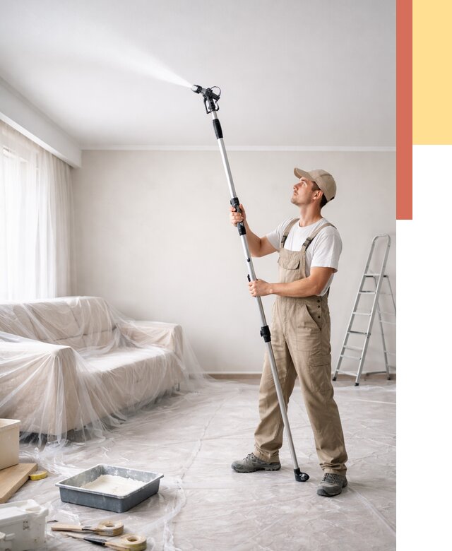 Покраска потолка краскопультом в Рязани от 4621 руб. быстро и недорого | ОТДЕЛОЧНИК-Рзн