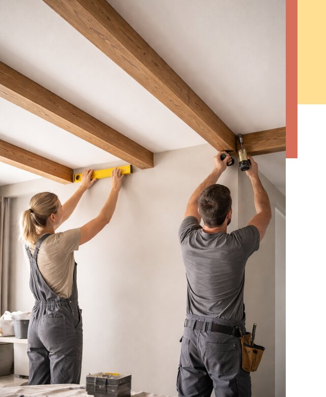 Монтаж декоративных балок на потолок в Рязани от 4313 руб. — ОТДЕЛОЧНИК-Рзн