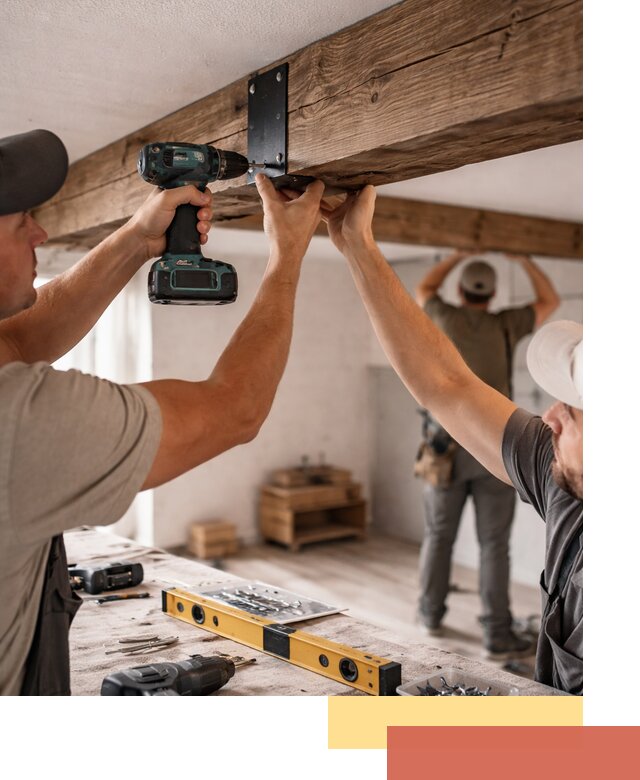 Монтаж декоративных потолочных балок в Рязани