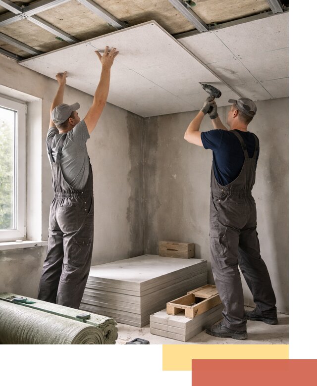 Шумоизоляция потолка панелями ЗИПС в Рязани